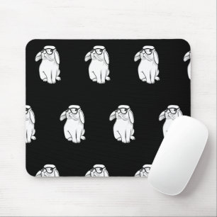 Hipster Rabbit Funny Bunny With Glasses Cute Anima Mouse Pad