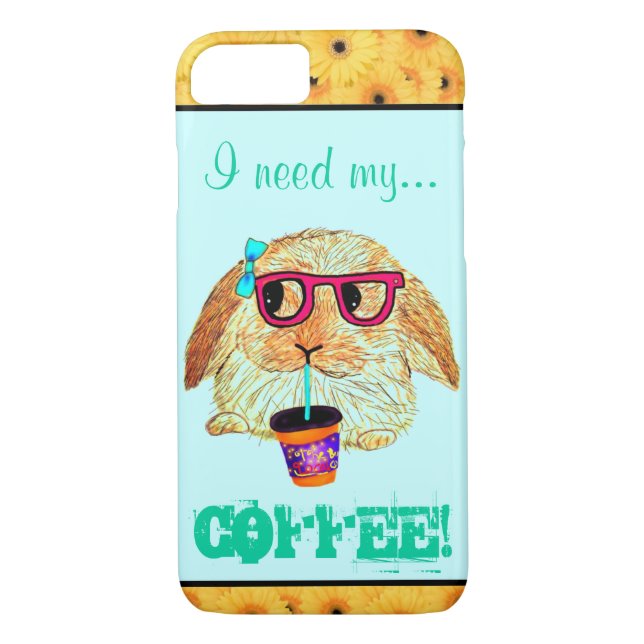 Hipster Rabbit with Coffee Case-Mate iPhone Case (Back)