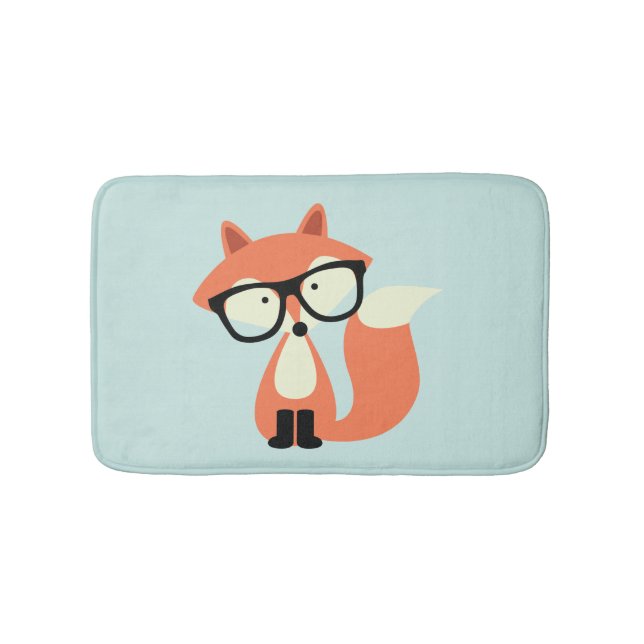 Hipster Red Fox Bath Mat (Front)