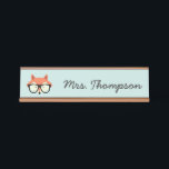 Hipster Red Fox Desk Name Plate<br><div class="desc">Cute and fun illustration of a red fox wearing an oversized pair of glasses personalised with a playful handwritting font perfect for both kids or teacher's desks.</div>