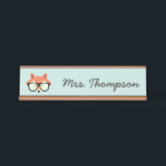 Hipster Red Fox Desk Name Plate<br><div class="desc">Cute and fun illustration of a red fox wearing an oversized pair of glasses personalised with a playful handwritting font perfect for both kids or teacher's desks.</div>