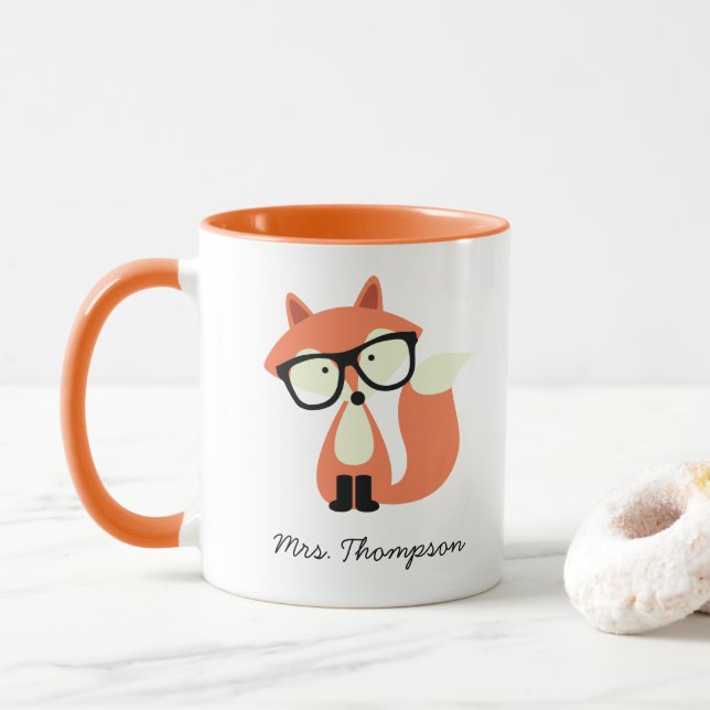 Hipster Red Fox Mug (With Donut)