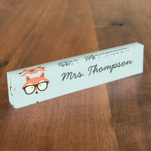 Hipster Red Fox Nameplate