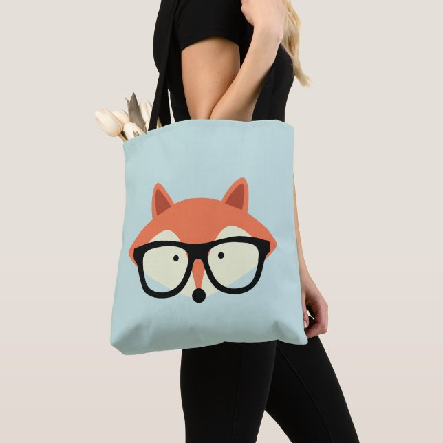 Hipster Red Fox Tote Bag (Close Up)