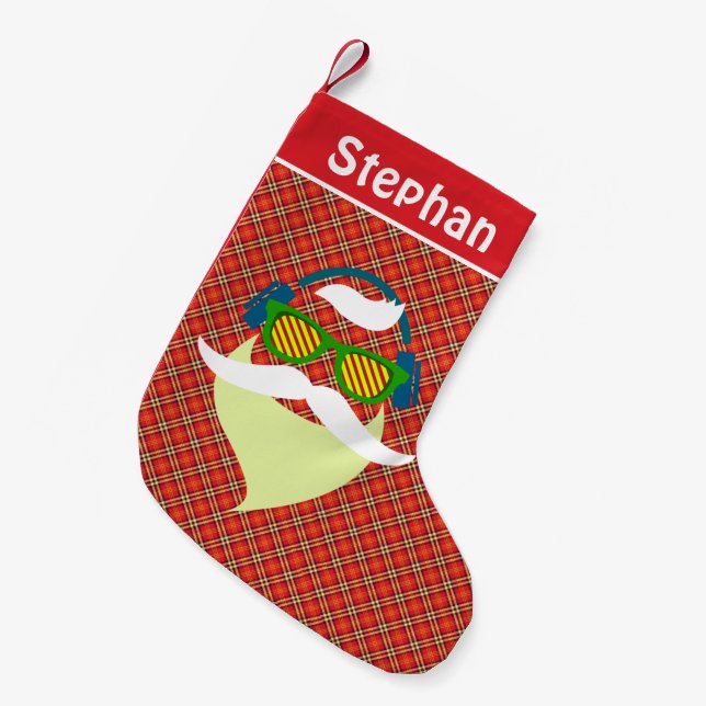 Hipster Santa Claus  Christmas Stocking (Front (Hanging))