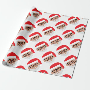 hipster Santa Claus emoji Wrapping Paper