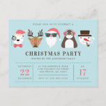 Hipster Santa & Friends Christmas Party Invitation Postcard<br><div class="desc">Hipster Santa & Friends Christmas Party Invitations by Yule4Yall.</div>