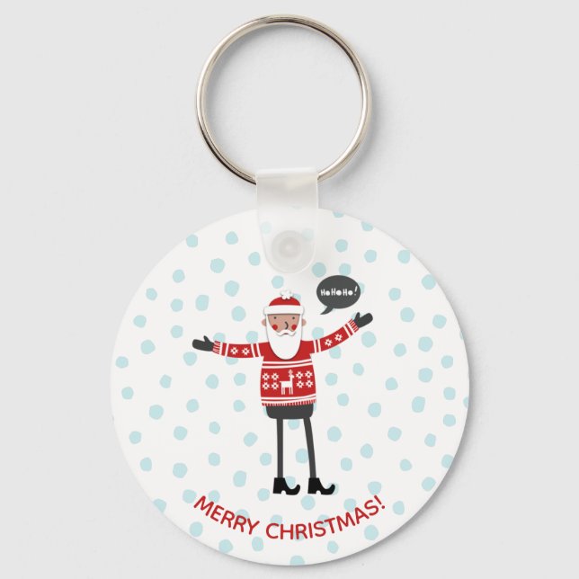 Hipster Santa Key Ring (Front)