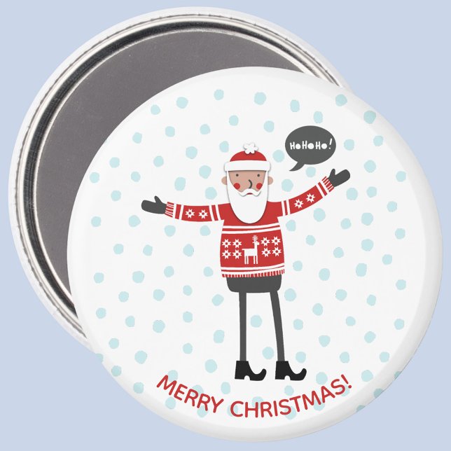Hipster Santa Magnet (Fun Hipster Santa Christmas magnet with custom text)