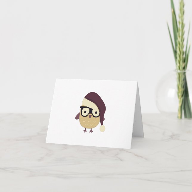 Hipster Santa Owl Holiday Card (Front)