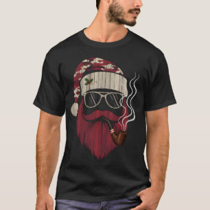 Hipster Santa Smoking Pipe T-Shirt