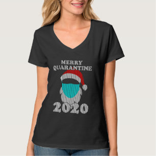 Hipster Santa With Face Mask 2020 Ugly Merry Quara T-Shirt