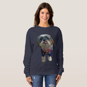 Hipster Shih Tzu Dog Sweatshirt