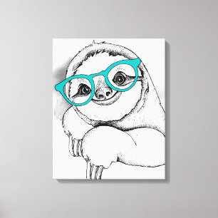 Hipster Sloth Canvas Print