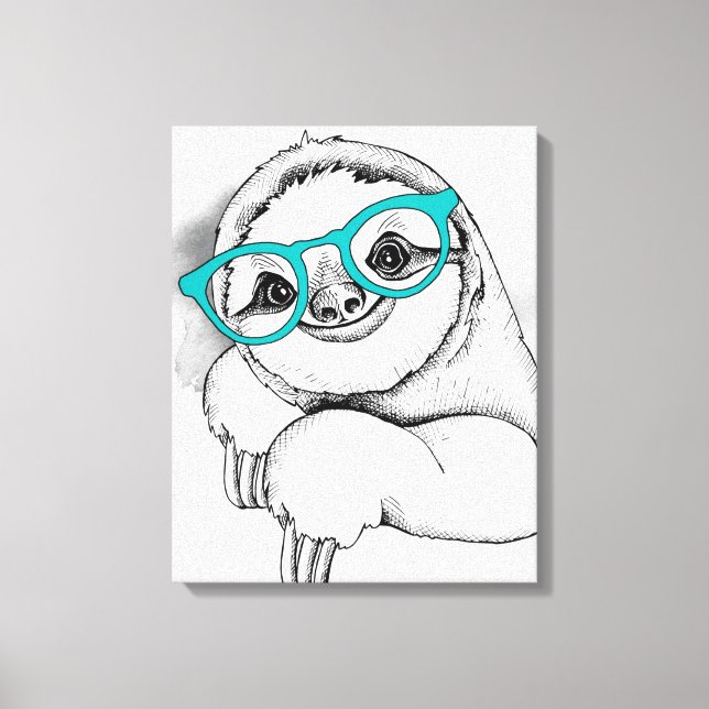 Hipster Sloth Canvas Print (Front)
