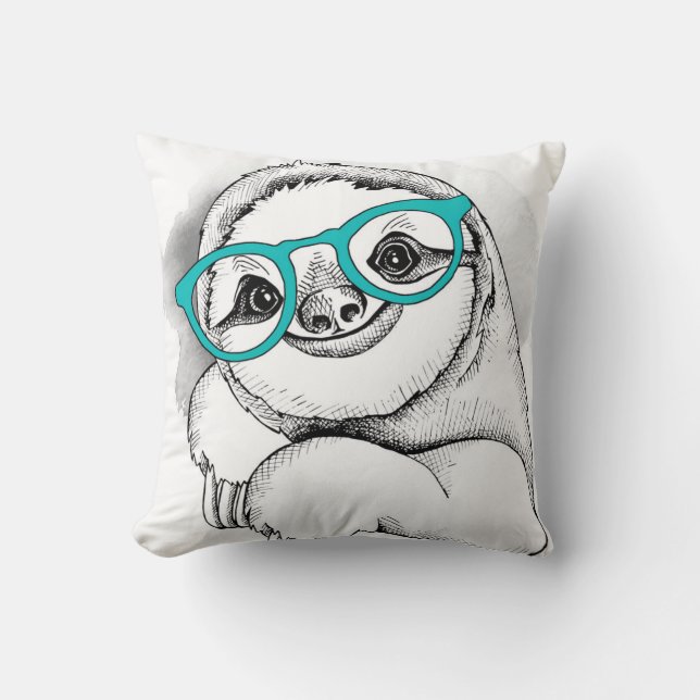 Hipster Sloth Cushion (Front)