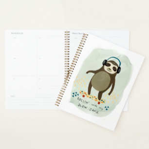 Hipster Sloth Rollin' With My Slow Jams Planner