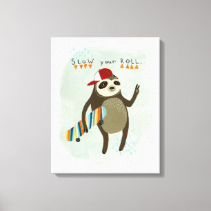 Hipster Sloth   Slow Your Roll Canvas Print