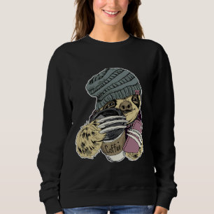 Hipster Sloth With Beanie Hat Coffee Sweatshirt