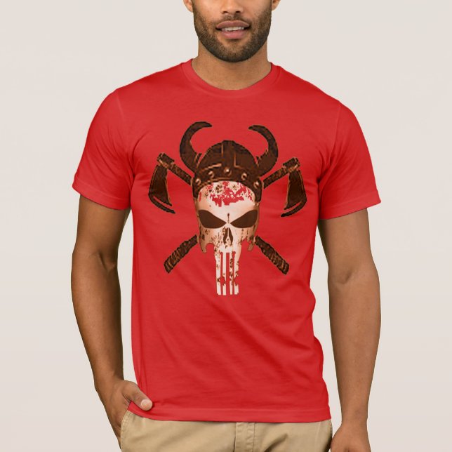 Hipster  Spooky Bloody Viking Skull Shirt (Front)