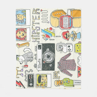 Hipster swag: hand-drawn doodle set fleece blanket