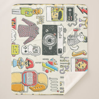 Hipster swag: hand-drawn doodle set sherpa blanket