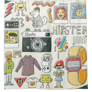 Hipster swag: hand-drawn doodle set shower curtain