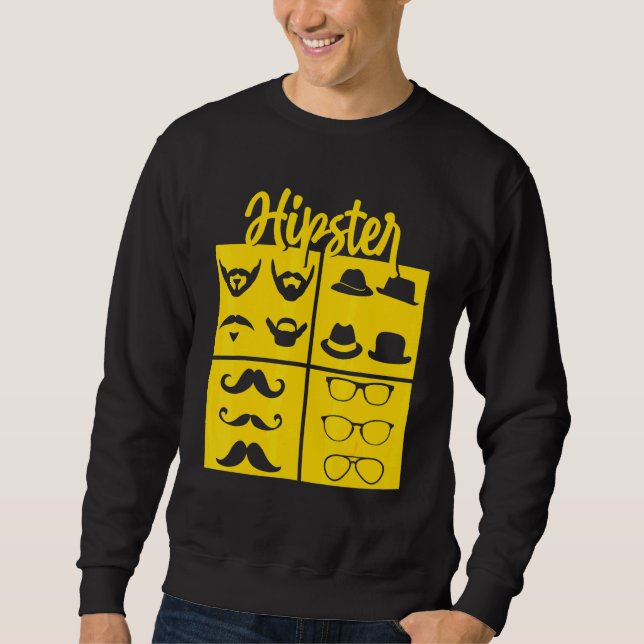 Hipster Symbols Pipe Smoker Moustache Glasses Bow  Sweatshirt (Front)