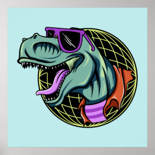 Hipster T-Rex custom colour poster