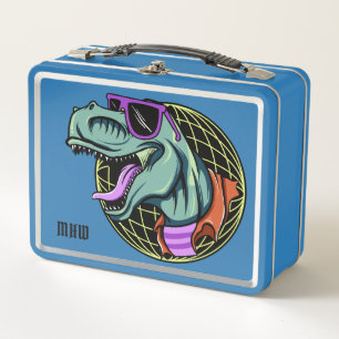 Hipster T-Rex custom monogram lunch boxes