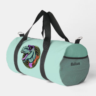Hipster T-Rex custom name & colour Duffle Bag