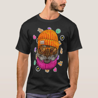 Hipster Tiger Geek Nerd Glasses Animal Love Peace  T-Shirt