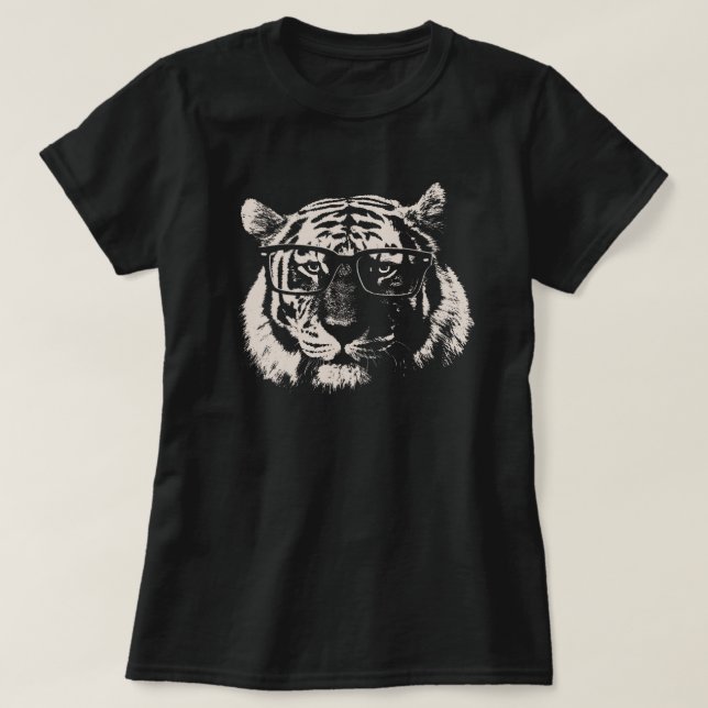 Hipster Tiger With Glasses T-Shirt (Design Front)