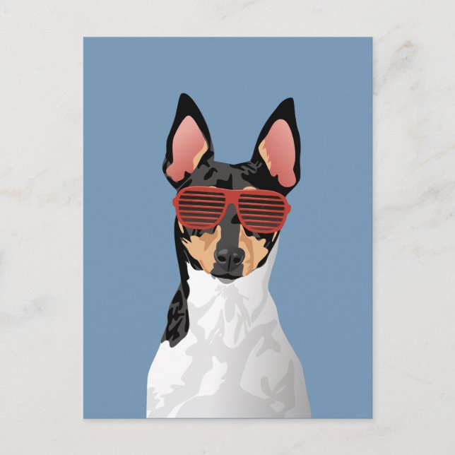 Hipster Toy Fox Terrier Postcard for Dog Lovers (Front)