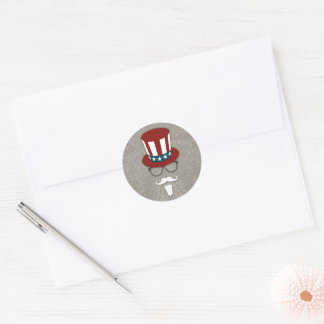 Hipster Uncle Sam Classic Round Sticker