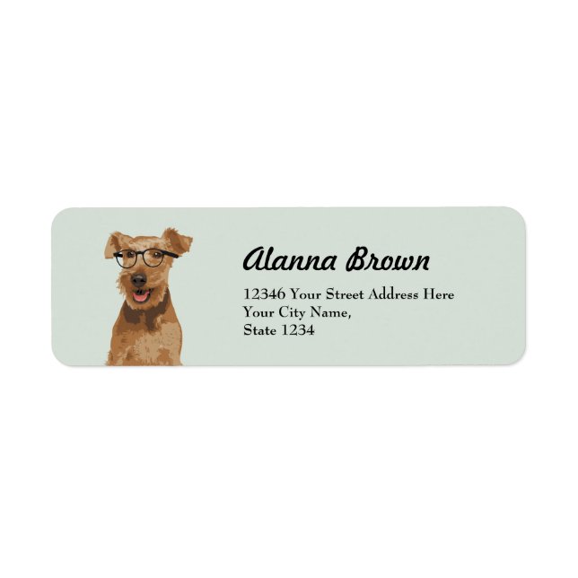 Hipster Welsh Terrier Address Label for Dog Lovers (Front)