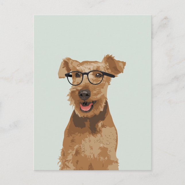 Hipster Welsh Terrier Postcard for Dog Lovers (Front)