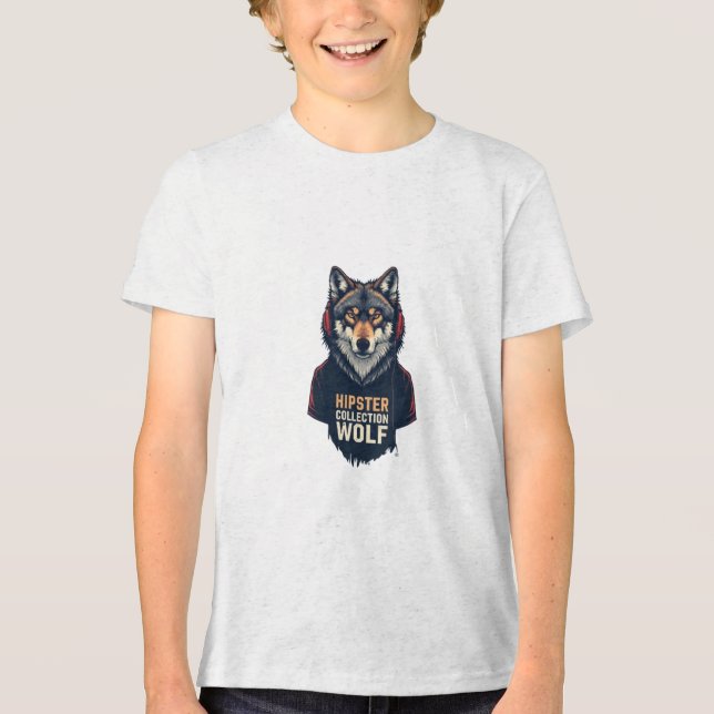 Hipster Wolf Collection T-Shirt Tri-Blend Shirt (Front)