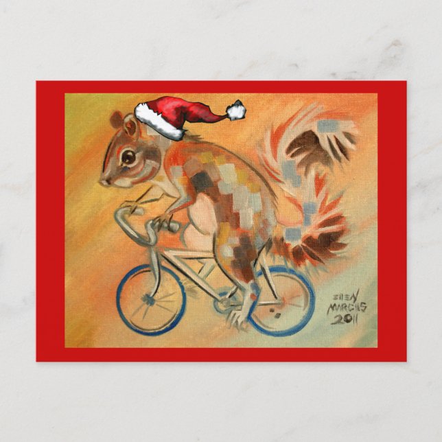 Hipster X-Mas Squirrel Postcard (Front)