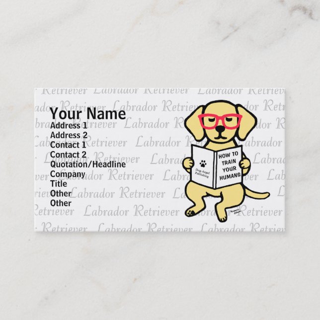 Hipster Yellow Labrador Puppy Business Card (Front)