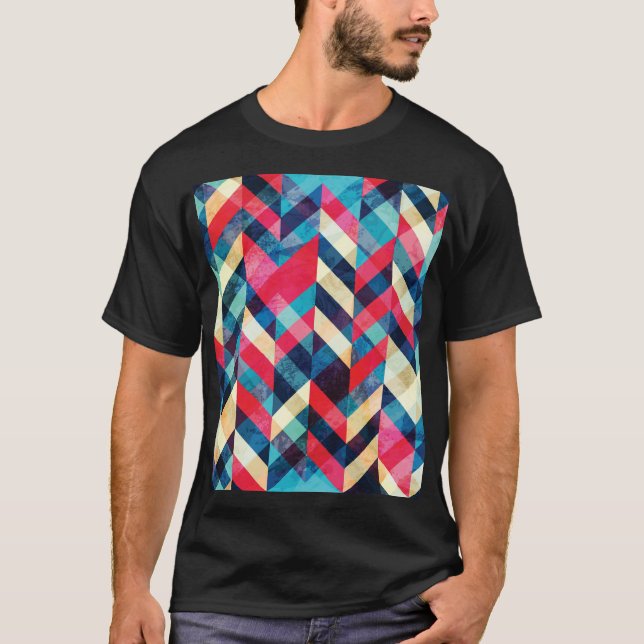 Hipster zigzag: grunge seamless pattern. T-Shirt (Front)