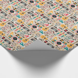 Hipsterrific Hipster Things Pattern (Cinereous) Wrapping Paper