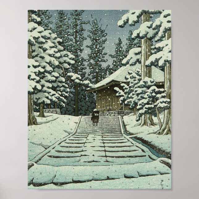 Hiraizumi Hall of the Golden Hue - Hasui Kawase Poster (Front)