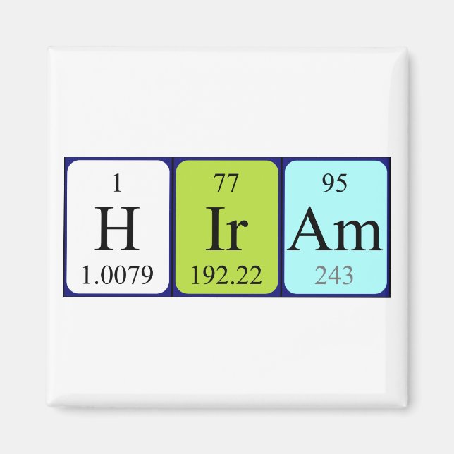 Hiram periodic table name magnet (Front)