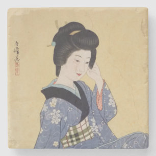 Hirano Hakuho's Young Girl Stone Coaster