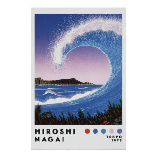 Hiroshi Nagai Inspired Ocean Wave Retro Art Print