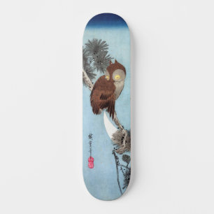 Hiroshige - Horned Owl, Pine, and Crescent Moon Skateboard