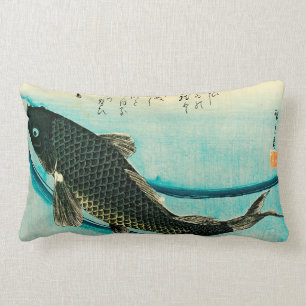 Hiroshige Koi Throw Pillow