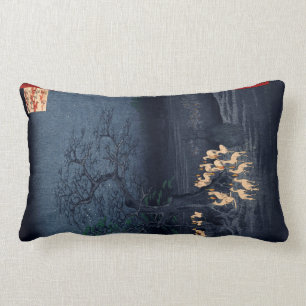 Hiroshige Midnight at the Changing Tree Japanese Lumbar Cushion