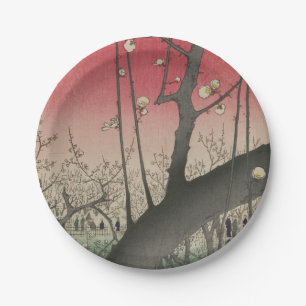 Hiroshige Plum Estate Kameido: Vintage Japanese Paper Plate